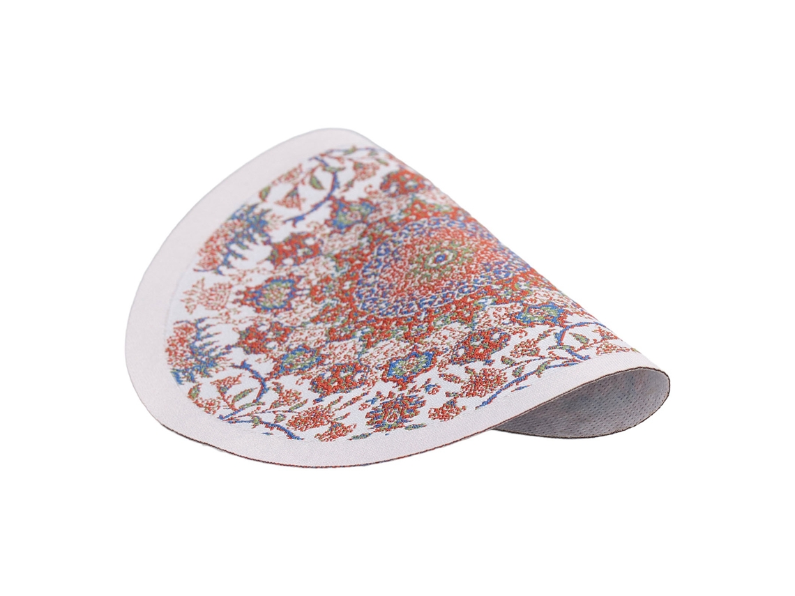 Tapete Redondo Para Casinha De Bonecas 1:12 Miniatura Flor Vermelha Fundo Branco