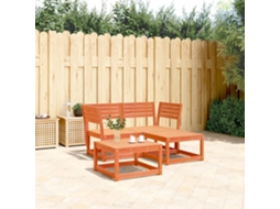 3 Pcs Conjunto Sofás De Jardim Madeira De Pinho Castanho Cera Dkd Home Decor