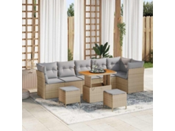 Vidaxl Conjunto De Sofá De Jardim 8 Pcs Bege Vime Pe