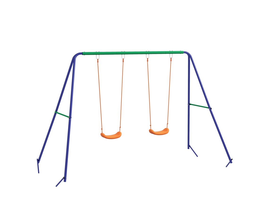 Balanço Infantil 2 Cadeiras Estrutura Metálica Resistente Uv 90kg Multicolor