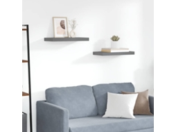Vidaxl Prateleiras De Parede Suspensas 2 Pcs 50x23,5x3,8cm Mdf Cinzento