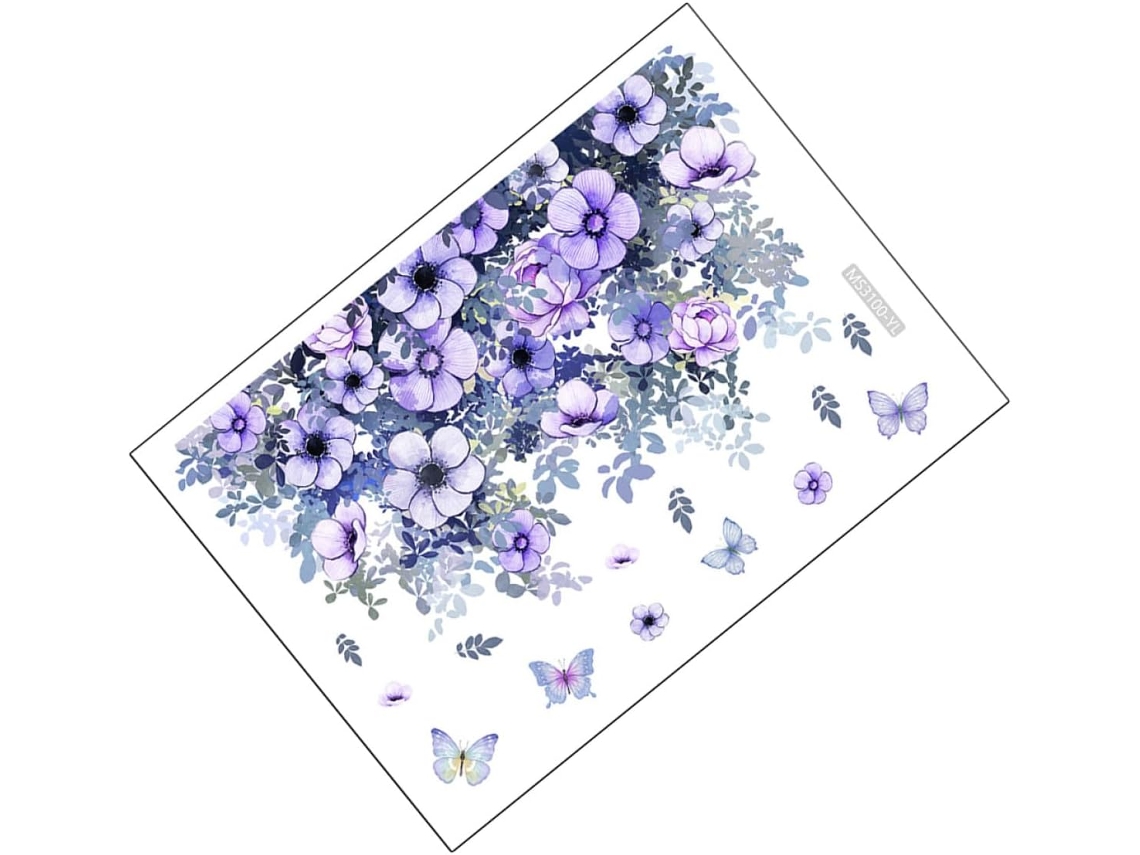 Para Vaso Sanitário Com Estampa Floral Roxa, Autoadesivos, Fáceis De Aplicar E Remover Sem Danificar, Decoração Para Gokoco