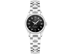 Lurelia Relógio Mecânico Feminino, Automático, Aço Inoxidável, Preto