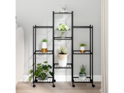 Vidaxl Suporte De Vasos C/ Rodas 83x25x103,5 Cm Ferro Preto