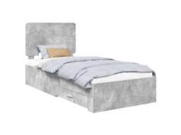 Conjunto de 2 Estruturas da Cama Cinzenta em Madeira Processada 90x190 cm MAISON EXCLUSIVE