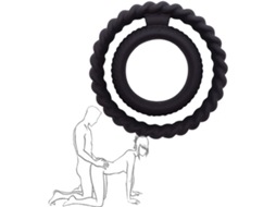 Anel De Pilates Com Fio Elástico Silicone Preto E Duplo Furo Para Treinamento Resistência, Equipamento
