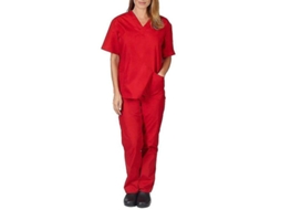 2026-conjunto De Uniforme Médico Unissex Para Médico, Enfermeiro E Dentista Com Camisa E Calças Rcc L Rojo