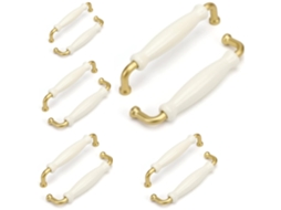 Conjunto de 10 puxadores vintage de porcelana branca para armários, 128 mm X001