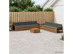 Vidaxl Conjunto De Sofás Para Exterior 9 Unid. Natural E Antracite