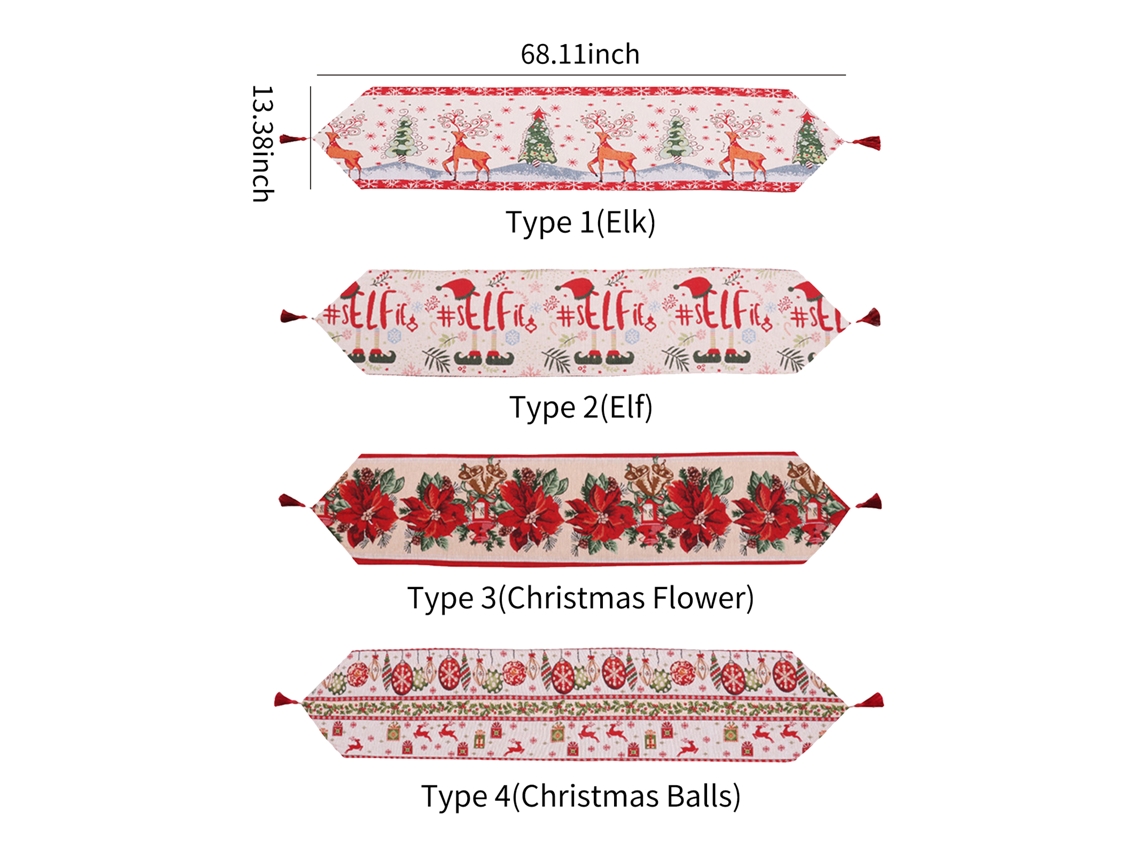 Caminho de Mesa Natal com Estampa de Rena para Festas LAXISCREED (68x13 polegadas)