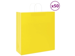 Vidaxl Sacos De Papel 50 Unid Com Alças Amarelo 45x17x48 Cm