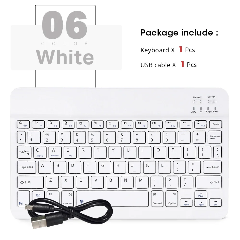Teclado Sem Fio de 10 Polegadas para Pc, Ios e Android MDUG (branco)