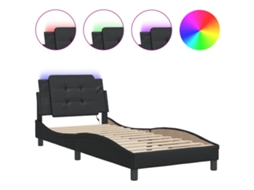 Bed Frame, Bed Frames Vidaxl Preto Couro Artificial (90 X 190 Cm)