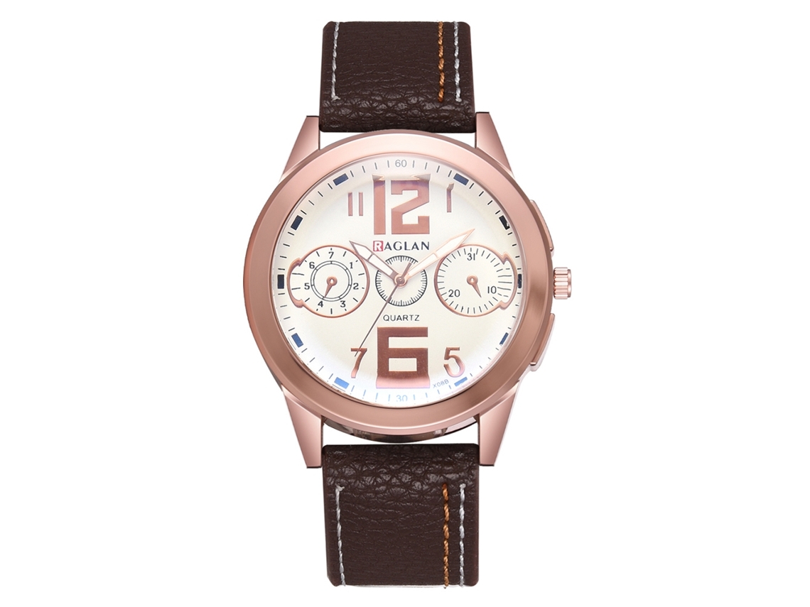 Relógio de Pulso Masculino com Cinta de Couro Pu de Couro Quartz Marrom Escuro