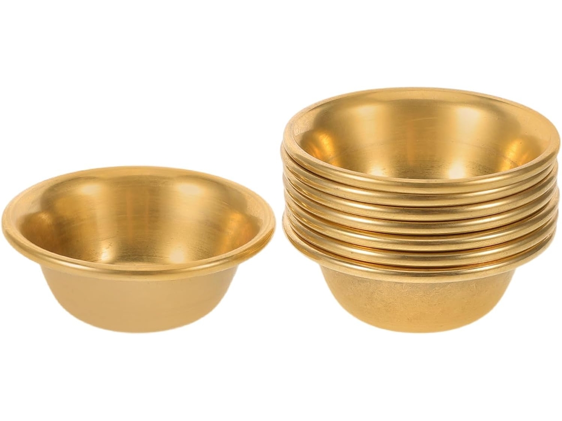 Conjunto 8 Tigelas Cobre Oferendas Budistas Resistentes Oxidação Duráveis Ideais Altares Doméstico À Uso GOKOCO