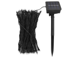 Corda de Luz Solar 12m com 100 LEDs Branco Quente IP65 para Jardim Festa 8 Modos S/MARCA