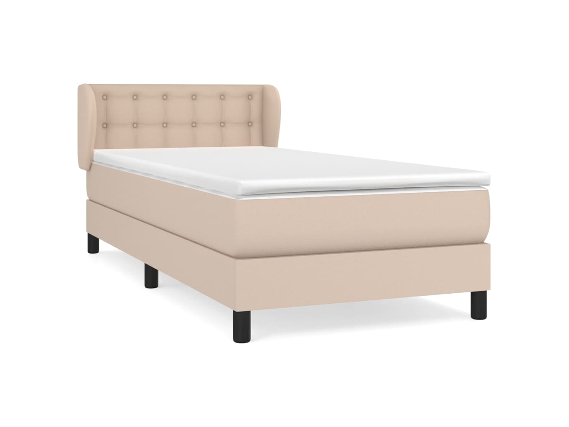 Cama com Molas Couro Artificial Cappuccino MAISON EXCLUSIVE 90x200 cm