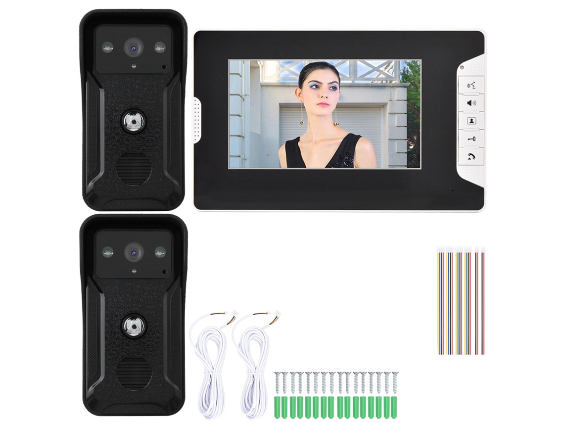 Campainha De Porta De Vídeo Colorida Com Fio Dois-para-um De 7 Polegadas, Com Visão Noturna E Resistente À Água
