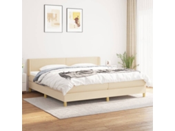 Vidaxl Cama Com Molas/colchão 200x200 Cm Tecido Cor Creme