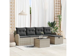Vidaxl Conjunto De Sofá De Jardim 6 Unid. Cinzento-claro Vime Pe