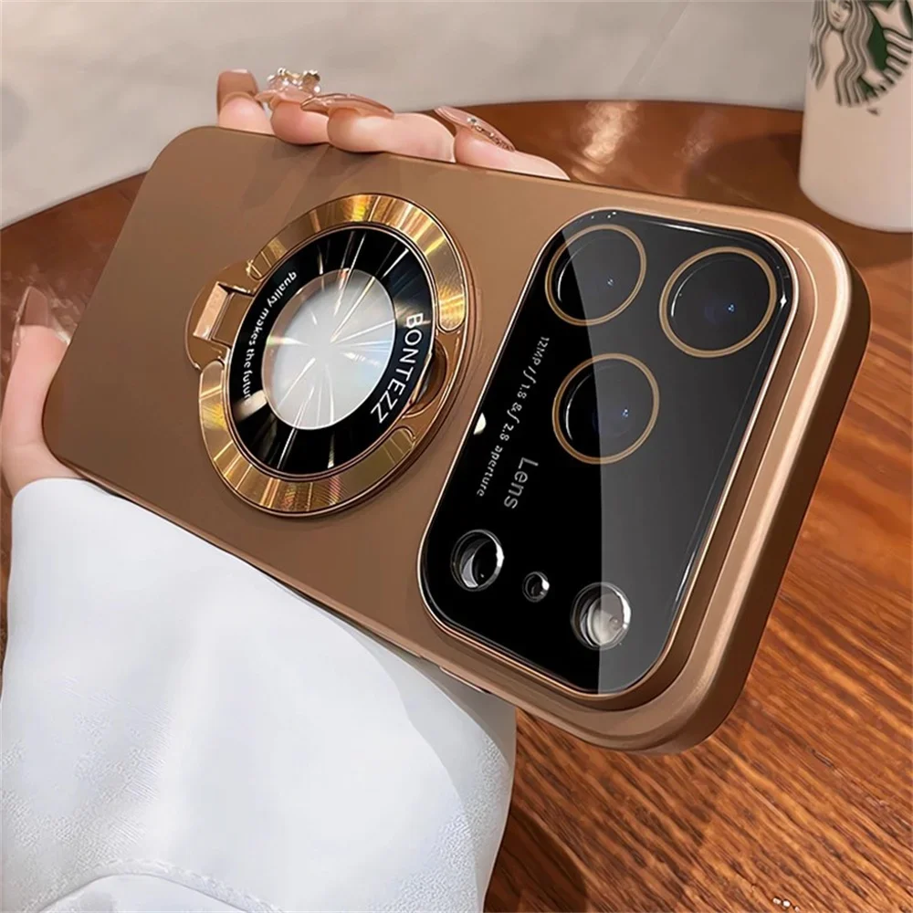 Capa Dobrável Magnética Para Iphone 12 (dourado Deserto) Com Proteção Para Lente De Vidro.