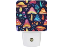 Luminária Noturna Cogumelo Psicodélico, Luminária De Parede Led Com Sensor Crepuscular