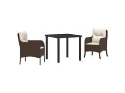 Maison Exclusive - Conjunto De Jantar Para Jardim 3 Pcs Castanho Vime Pe