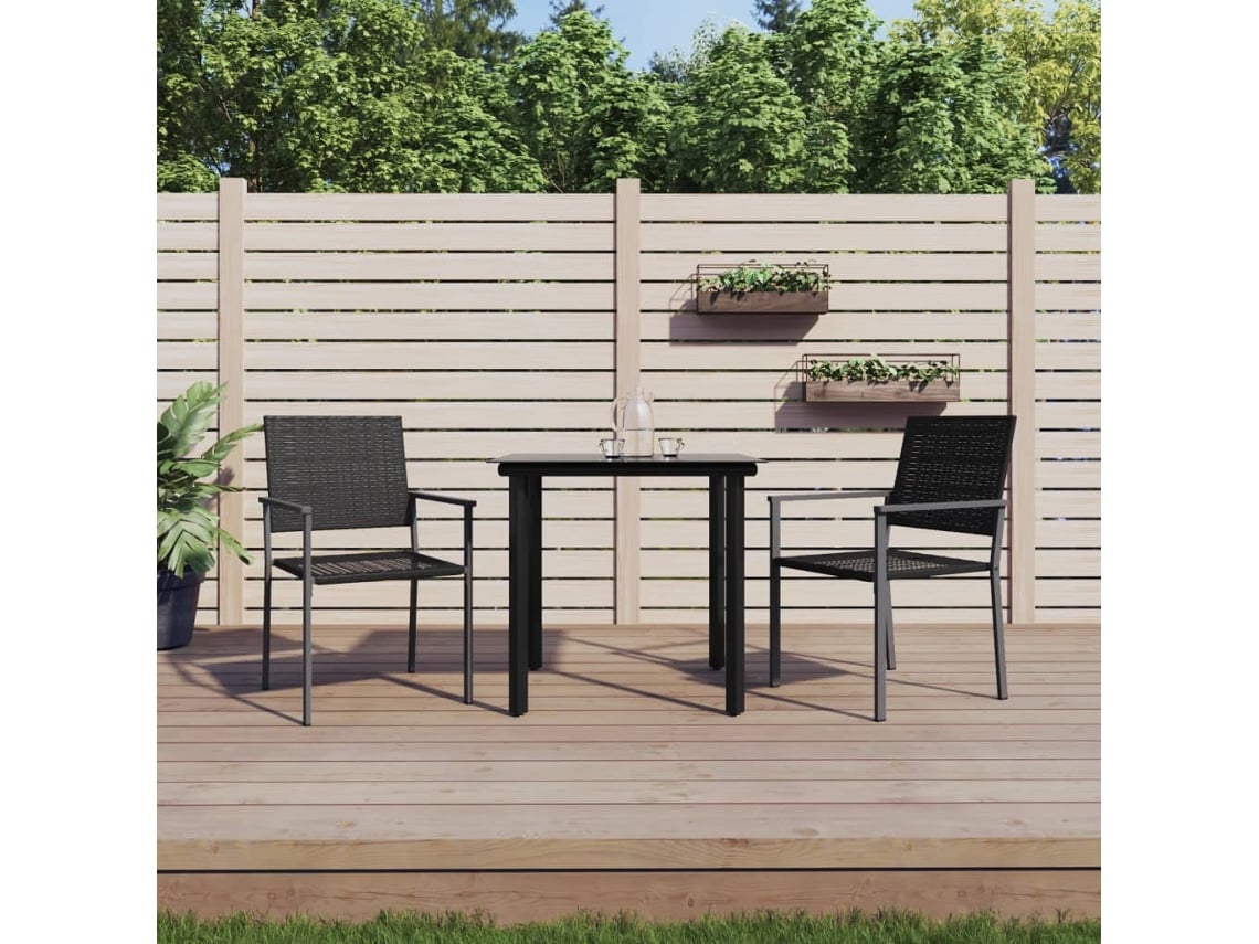 3 Pcs Conjunto De Jantar P/ Jardim Vime Pe E Aço Lovely Home