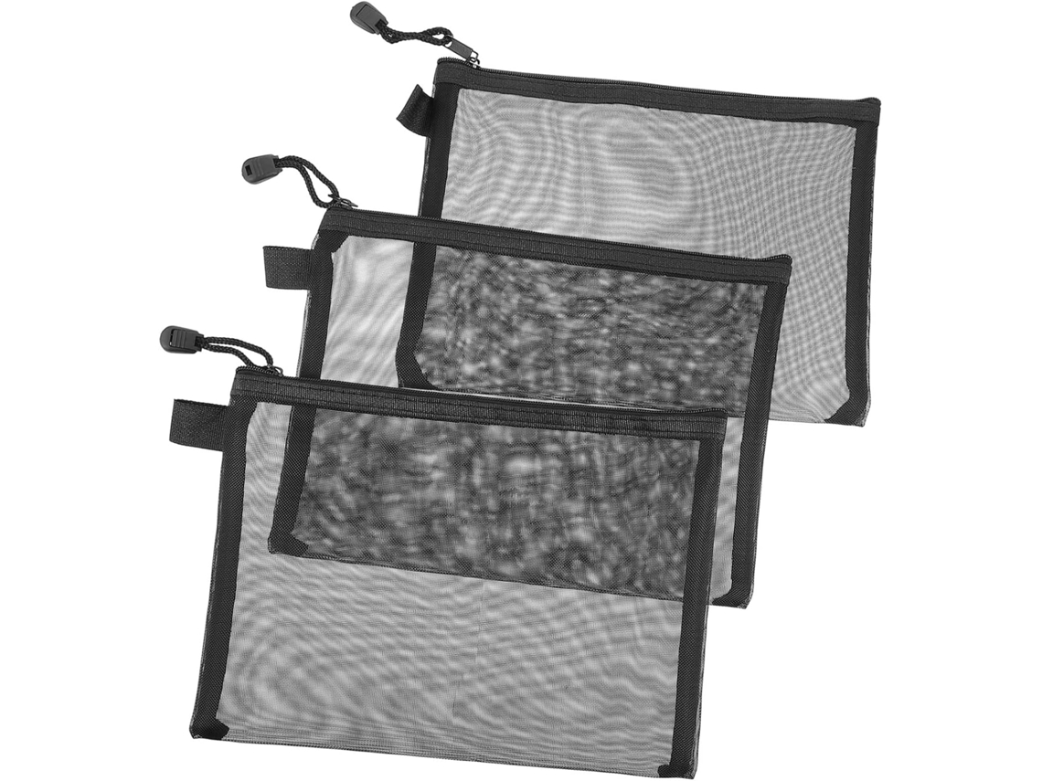 Conjunto de 15 Imikeya Estojos Nylon Preto com Zíper para Arquivar e Organizar Documentos, Estojo Portátil Láp
