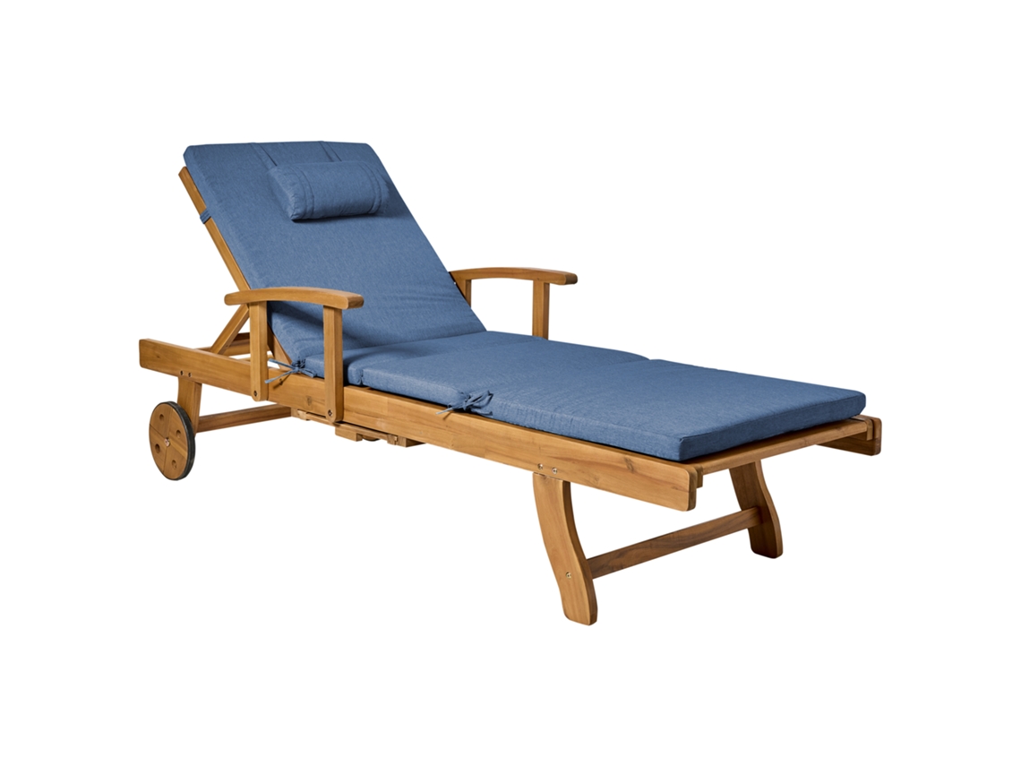 Tumbona Reclinable Con Ruedas Beliani Java Premium De Madera De Acacia Marrón 64x196x74