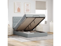 Vidaxl Estrutura De Cama Otomana Com Colchão 140x190 Cm Cinzento Claro