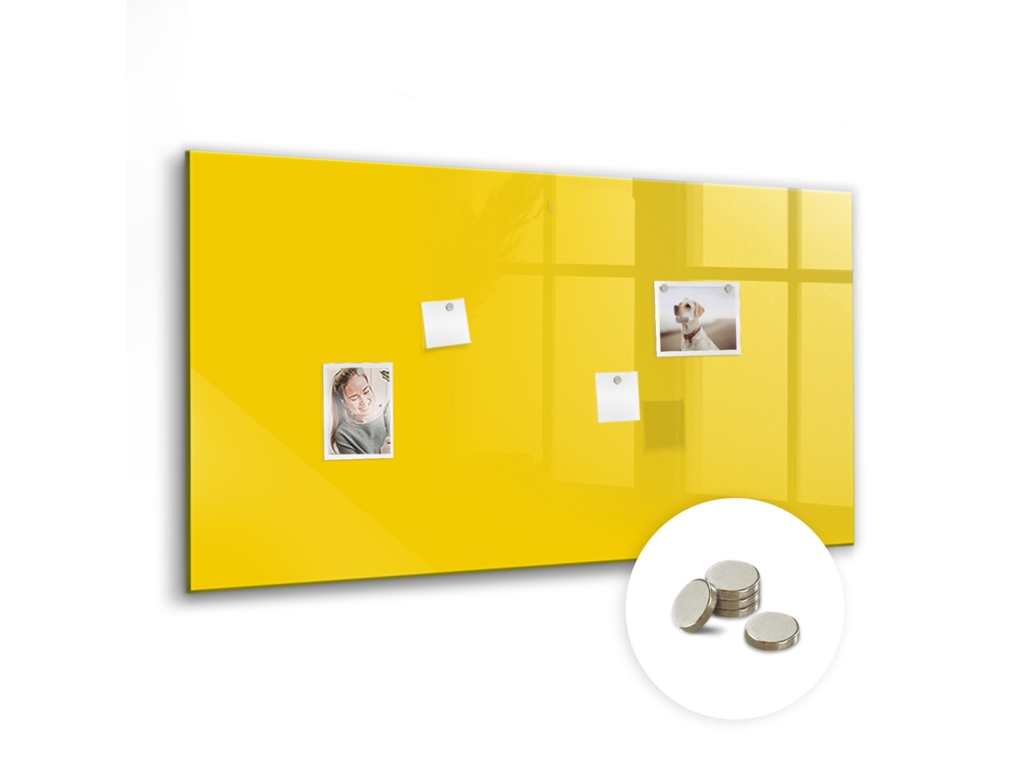 Quadro De Vidro Magnético Amarelo Claro Para A Sala De Estar Espelharte (120x60 Cm)