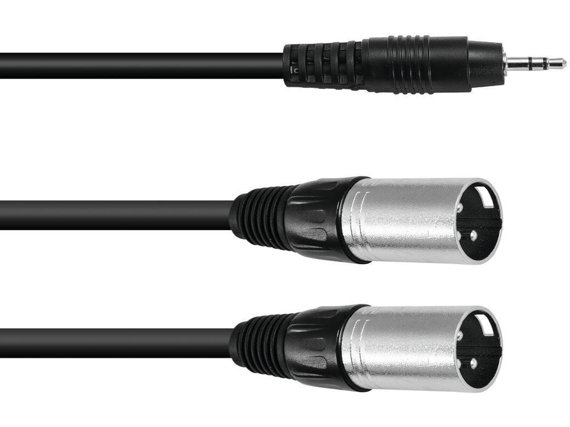 Cabo Adaptador OMNITRONIC 3.5 Jack/2xXLR(M) 3m bk