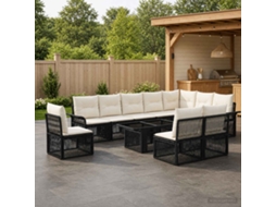 Vidaxl Conjunto De Sofá De Jardim 11 Unid. Preto E Branco Creme