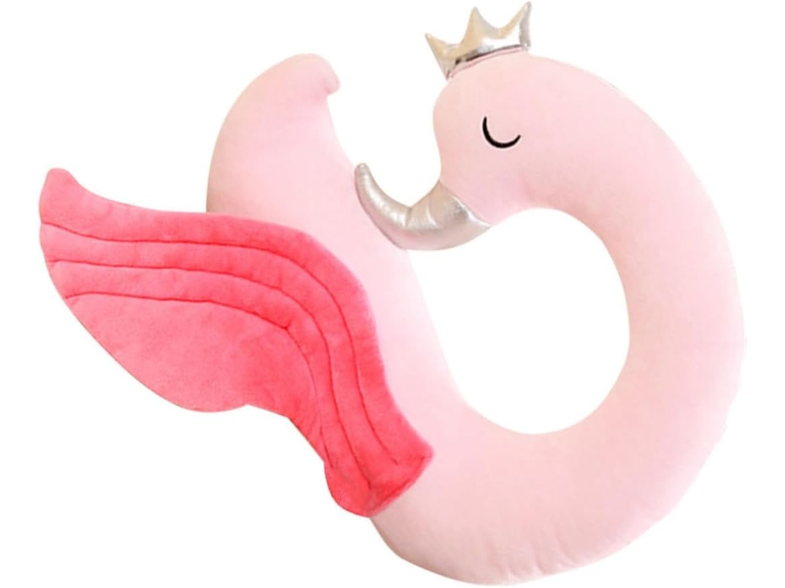 Almofada de Viagem em Formato U com Estampa Flamingo, Feita Pelúcia e Algodão Pp, Oferece CHABERLU