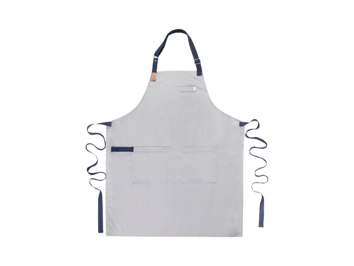 Avental Praga 72x88 Cm Cinza Com Alças Azul Algodão Orgânico Lacor
