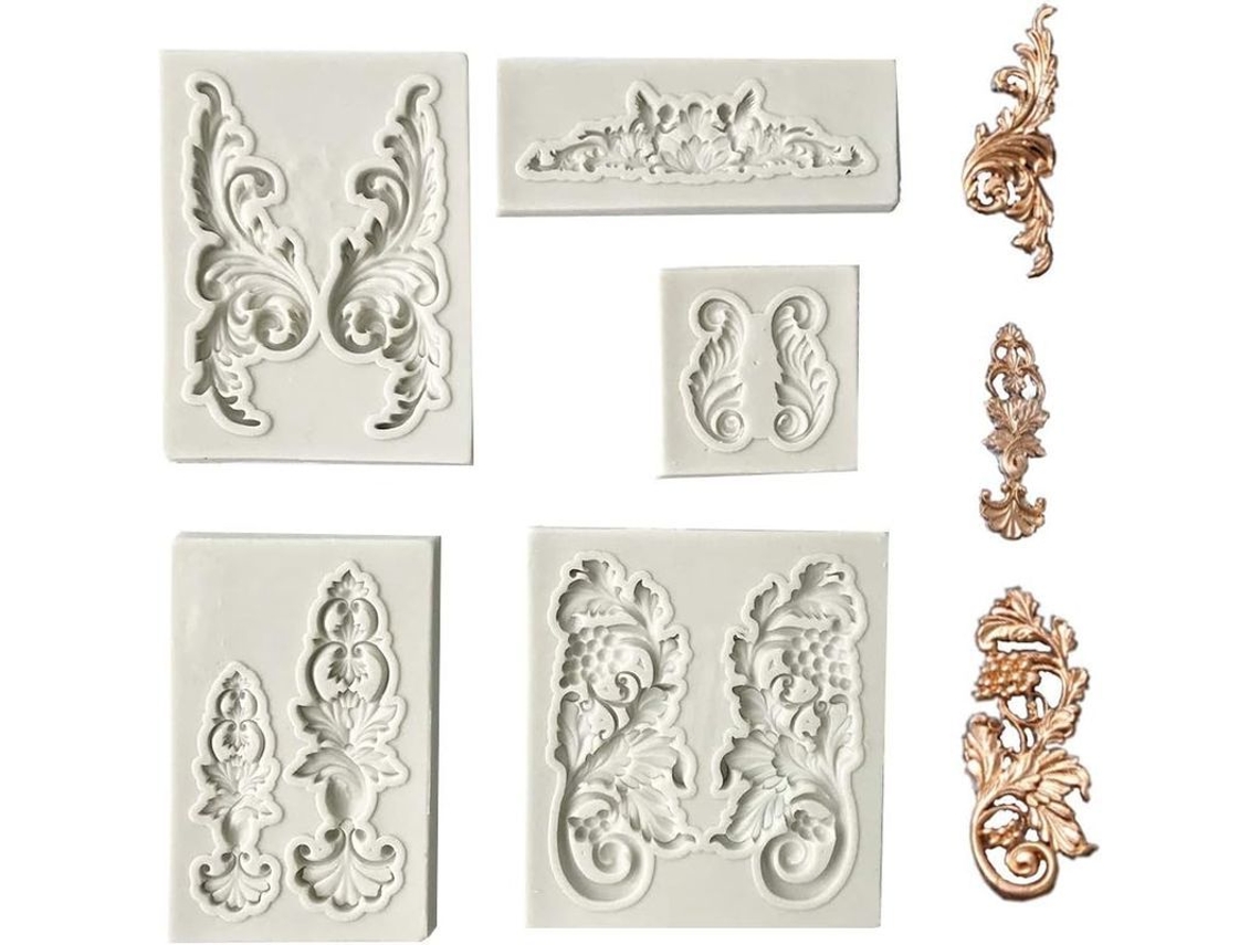5 Moldes De Silicona Para Pasteles Estilo Barroco Para Decoración De Fondant Y Dulces