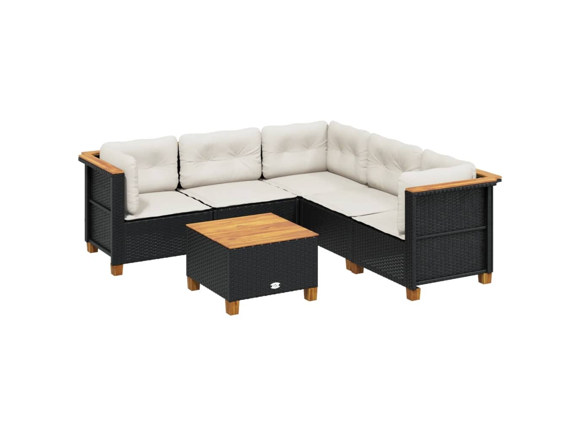 Maison Exclusive - 6 Pcs Conjunto Sofás De Jardim C/ Almofadões Vime Pe Preto