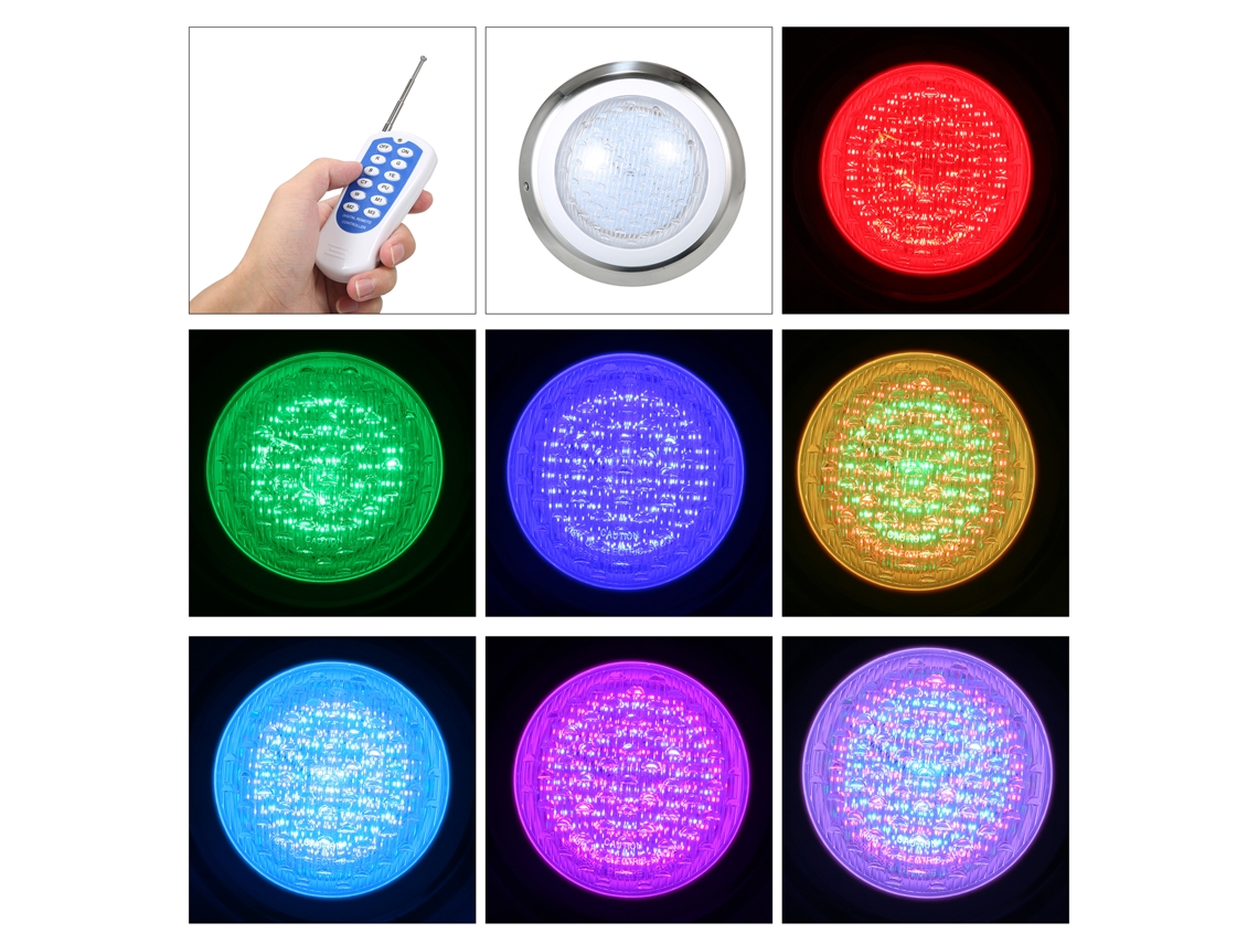 Lâmpada Led Rgb Piscina 18w 12v Ip68 Controle Remoto