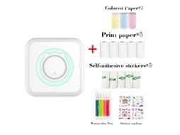 Mini Impressora Térmica - Impressora Bluetooth Portátil Sem Tinta Com 3 Rolos Adesivos - Compacta