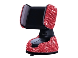 2026 suporte de Telefone para Carro com Pedras de Cristal 360° Ajustável Universal para Celulares Vermelho