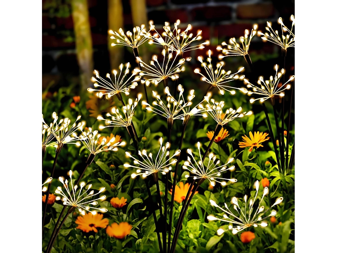 Lâmpada Solar De Jardim 2 Peças Led Fogos De Artifício Solar,8 Modos Iluminação Externa Vaga-lume Solar,impermeável Luz Solar Para Jardim Gramado