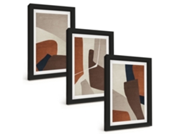Composição De Quadros Na Paredeestruturas Abstratas Modernas Moldura Preta Quadros Para A Sala De Estar Espelharte (3 Peças 20x30 Cm)