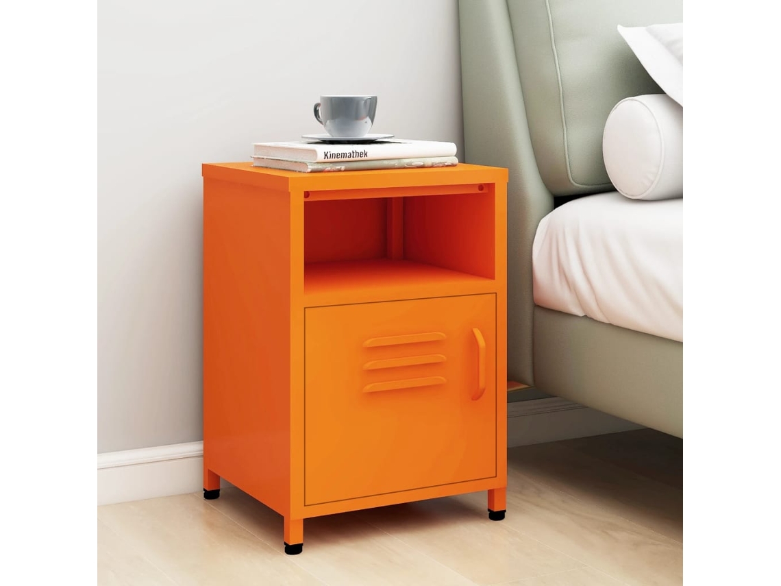 Mesa de cabeceira 35x35x51 cm aço laranja DKD HOME DECOR