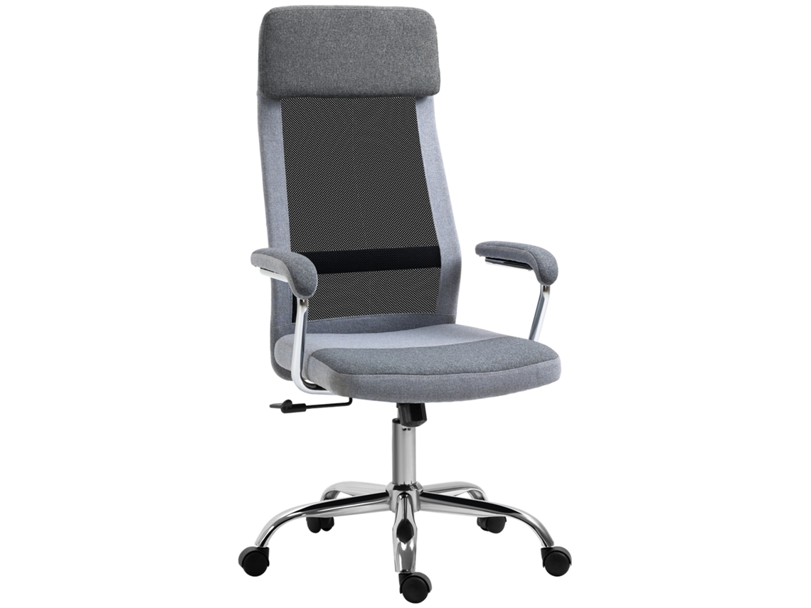 Cadeira de escritório ergonômica giratória com ajuste de altura e balanço, em tecido de rede, 65x67x119-129 cm cinza BTFORUS