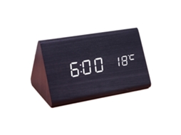Relógio de Madeira Digital Criativo Led Temperatura Calendário Perpétuo Relógio de Voz Recarregável