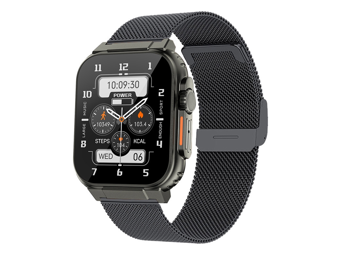 Smart Watch A70 Bluetooth Call Health Monitor Aço Preto GODTVAGT