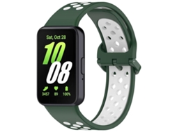 Bracelete para Samsung Galaxy Fit 3 Silicone Respirável Bicolor Verde Escuro e Branco XIAOMOYU