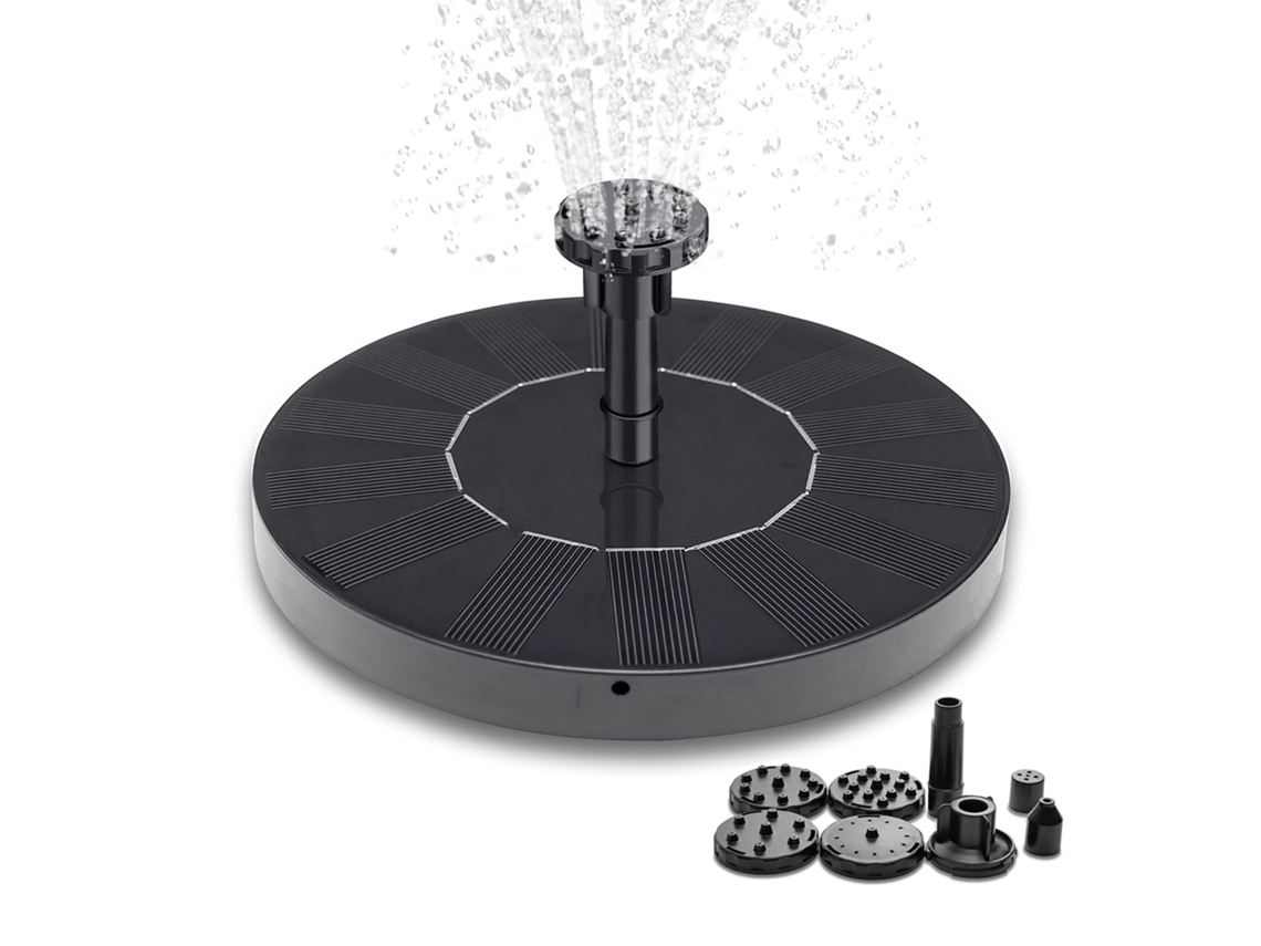 Fonte Solar / Fonte De Água Com Célula Solar - 16 Cm Preta