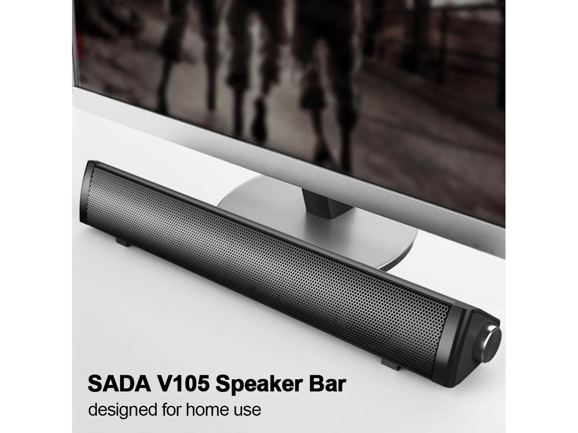 Soundbar Sada V105 Para Computador Tv Celular Com Áudio Hifi Bass Rico Usb Alimentado Mini Barra De Som Fio
